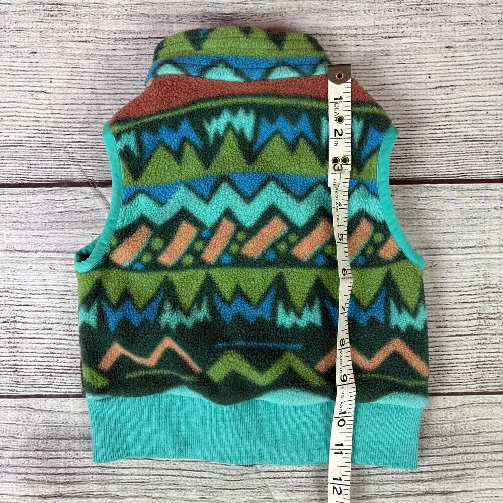 Patagonia Synchilla Mountain Aztec Teal Fleece Zip Up Vest